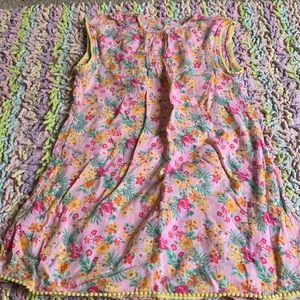 Koton kids tropical pink dress with pink and orange hibiscus flowers